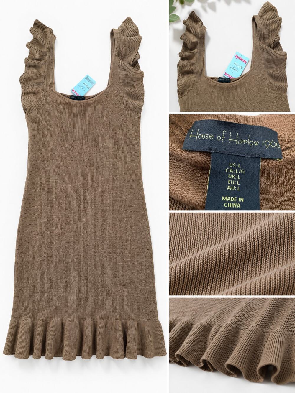 NWT House of Harlow 1960 Ruffle Knit Mini Dress Size Large